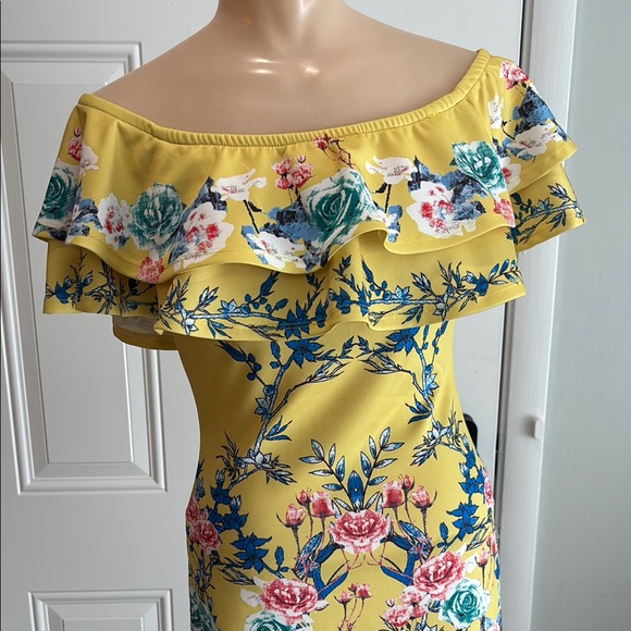 Jealous Tomato Yellow Ruffled Bodycon Mini Dress - Picture 3 of 5